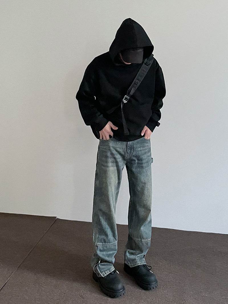 American High Street Multi-pocket Zipper Cargo Jeans For Men MuddyStock