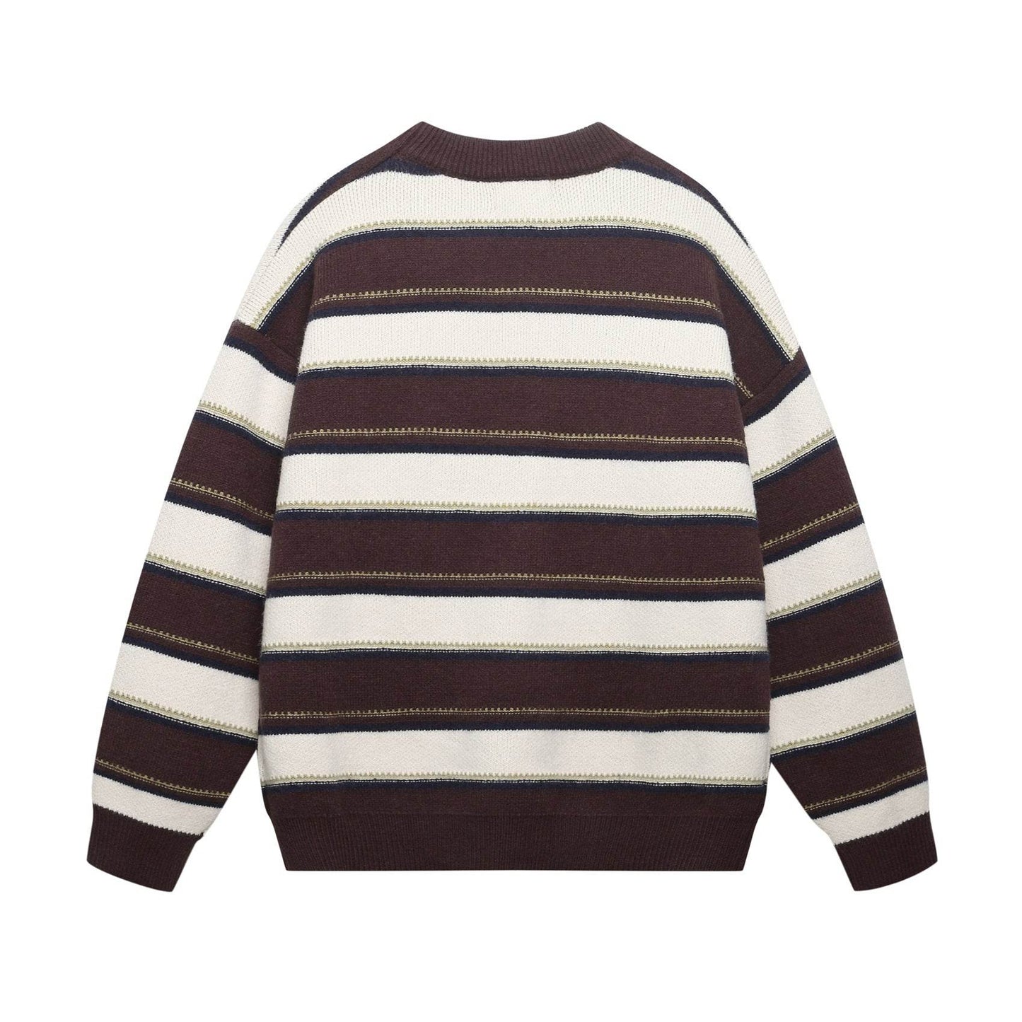 Letter Embroidery Striped Round Neck Sweater For Men | MuddyStock Originals MuddyStock