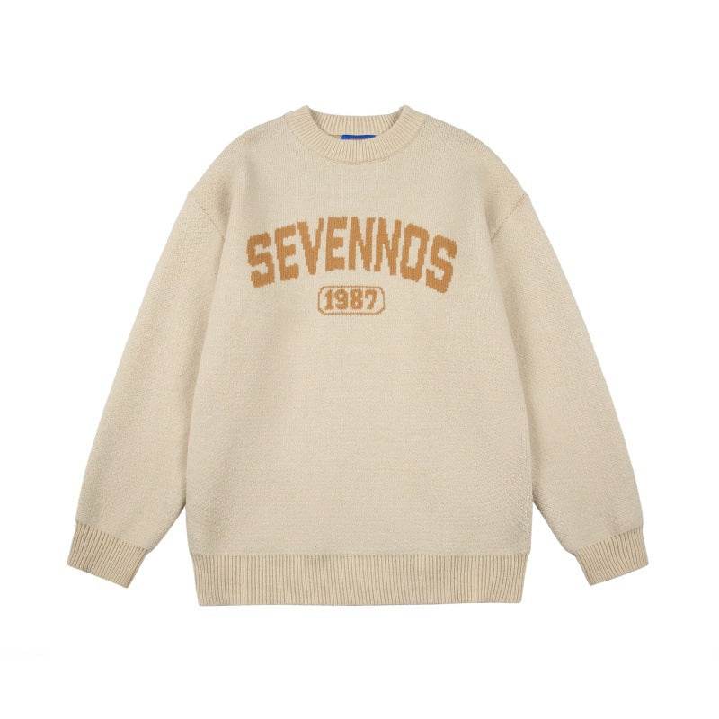 Letter jacquard loose knit sweatshirt For Men And Women | MuddyStock Originals MuddyStock