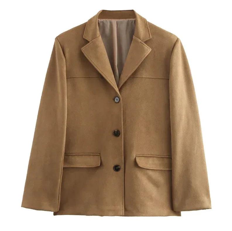 Retro suede coat for women | MuddyStock Originals Light brown
