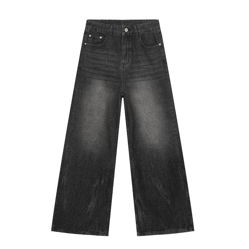 Men's Loose Straight-leg Denim Retro Tattered Jeans Wide Leg Pants MuddyStock