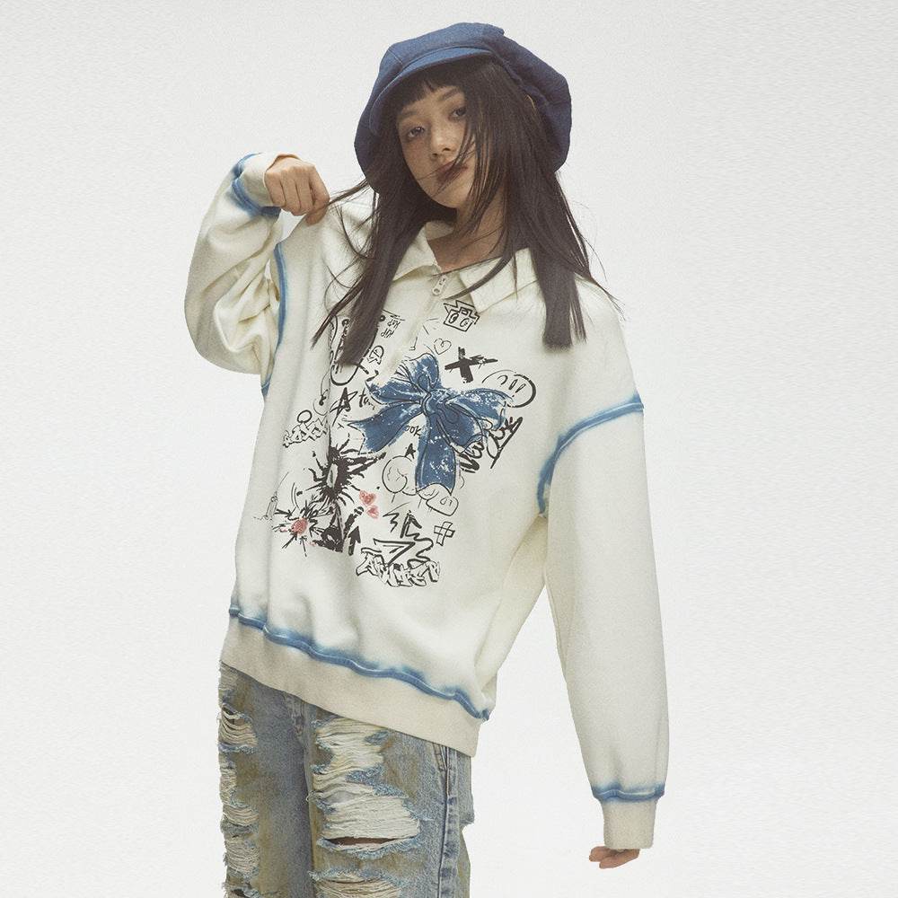Fashion Graffiti Outline Sweater For Women MuddyStock