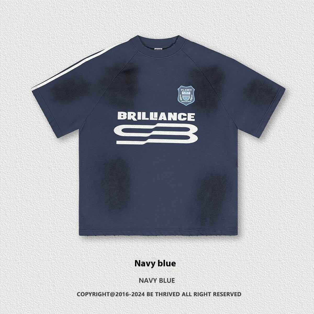 Retro Washed Distressed Short Sleeve For Men And Women Dark Blue MuddyStock