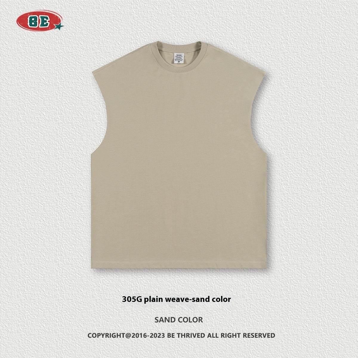 Sleeveless Ins Loose Street Sports Vest Sand Color MuddyStock