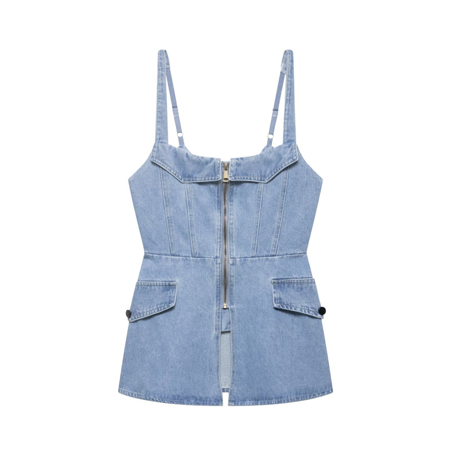 Zipper Splicing Cowboy Tight Strap Top For Women | MuddyStock Originals