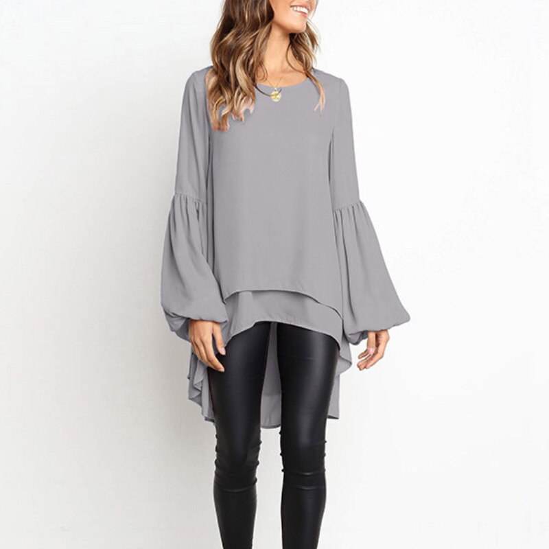 Women Chiffon Ruffled Tops Blouse | MuddyStock Originals Gray MuddyStock