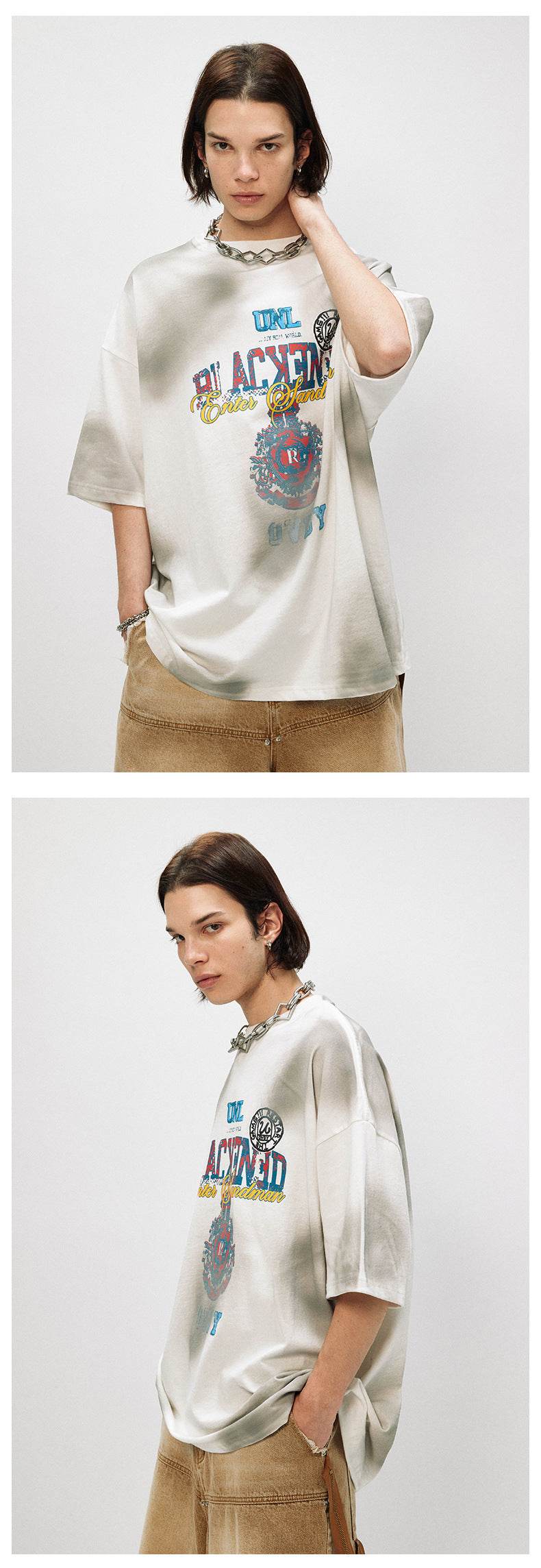 Retro Distressed Design Printed Short Sleeve For Men And Women MuddyStock