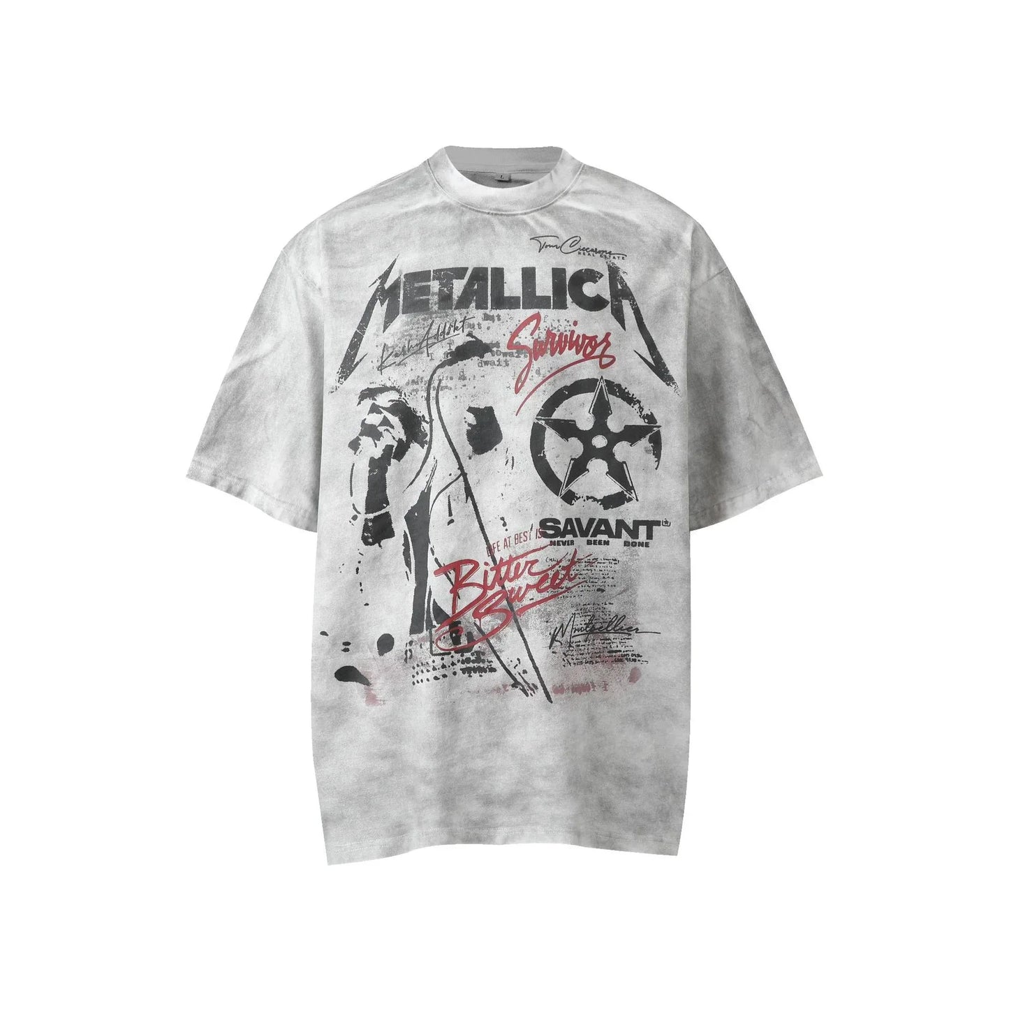 Men's Loose Printed Short-sleeved T-shirt White MuddyStock