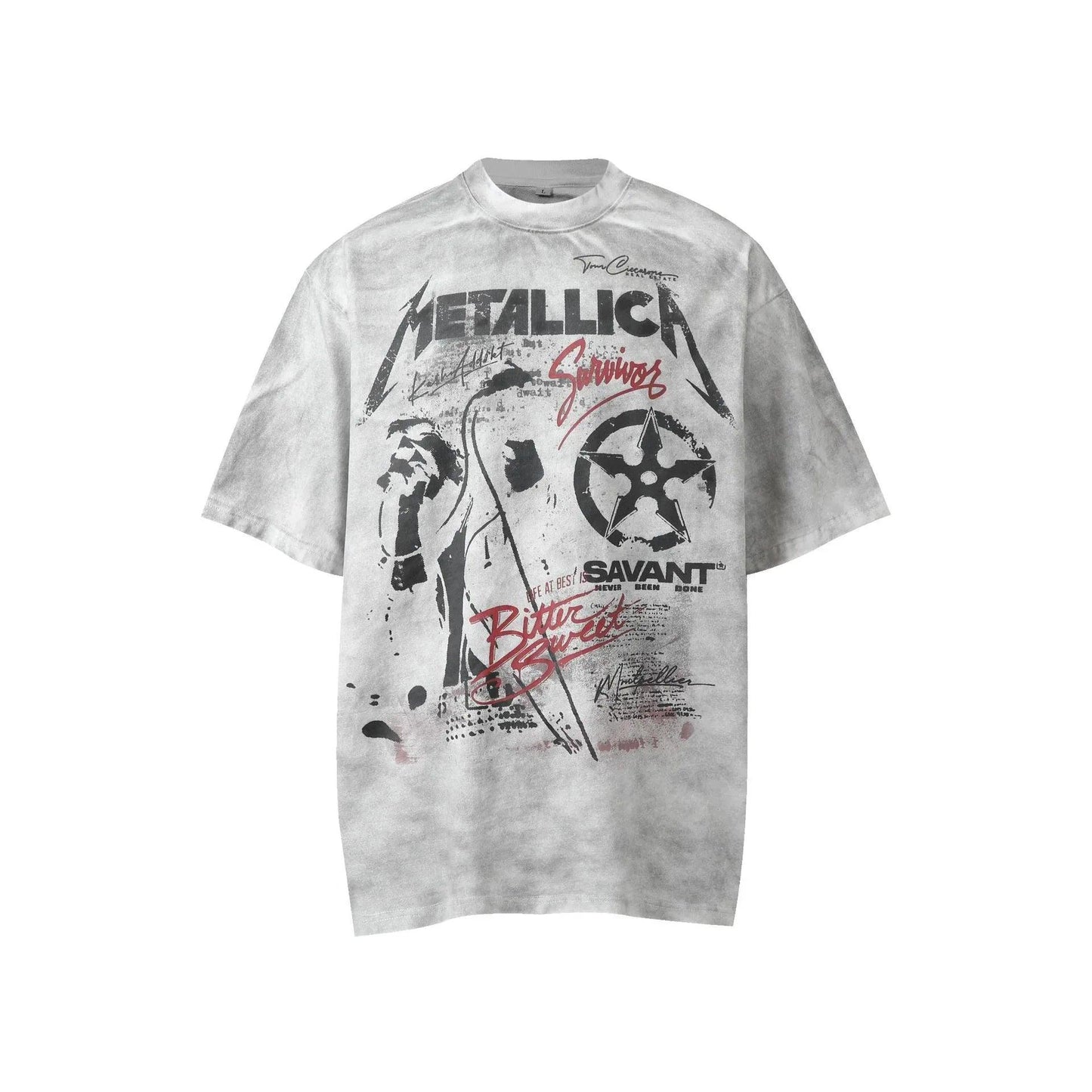 Men's Loose Printed Short-sleeved T-shirt White