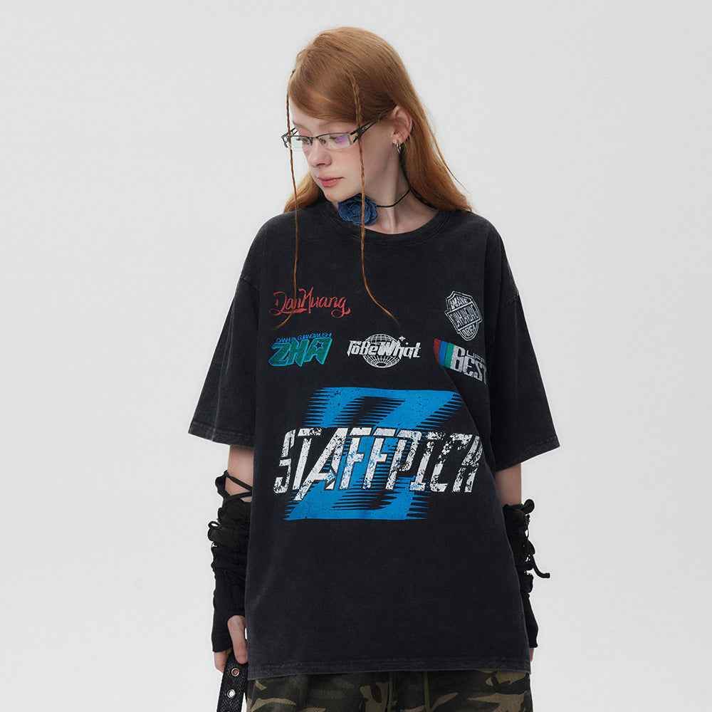 American Letter Locomotive Style Short Sleeve Women MuddyStock