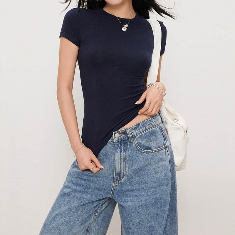 Women's Round Neck T-Shirt | MuddyStock Originals Navy Blue MuddyStock