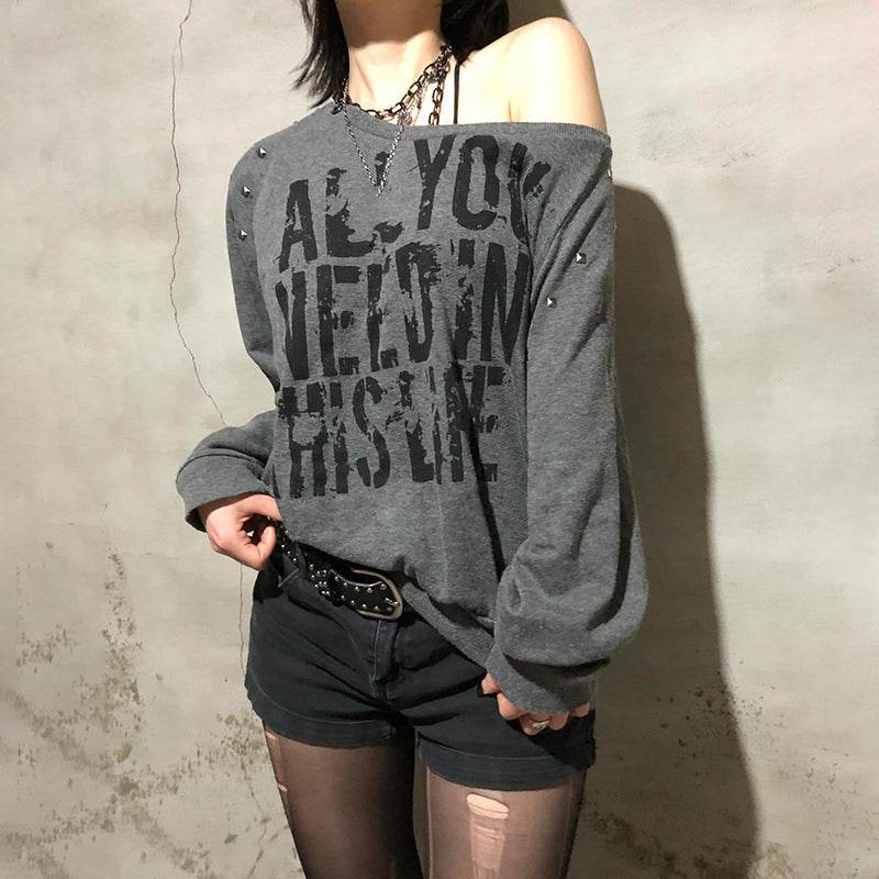 Loose Off-Shoulder Long Sleeve Top For Women | MuddyStock Originals MuddyStock