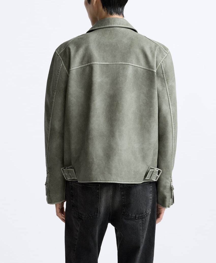 Men's Zipper Distressed Retro Washed Jacket MuddyStock