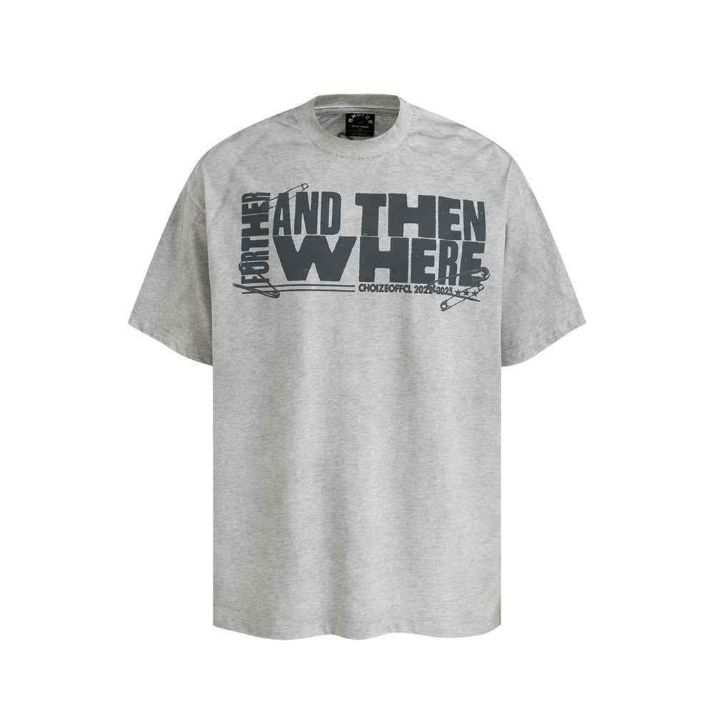 Letter Print Washed Short Sleeve T-Shirt For Men | MuddyStock Originals Gray