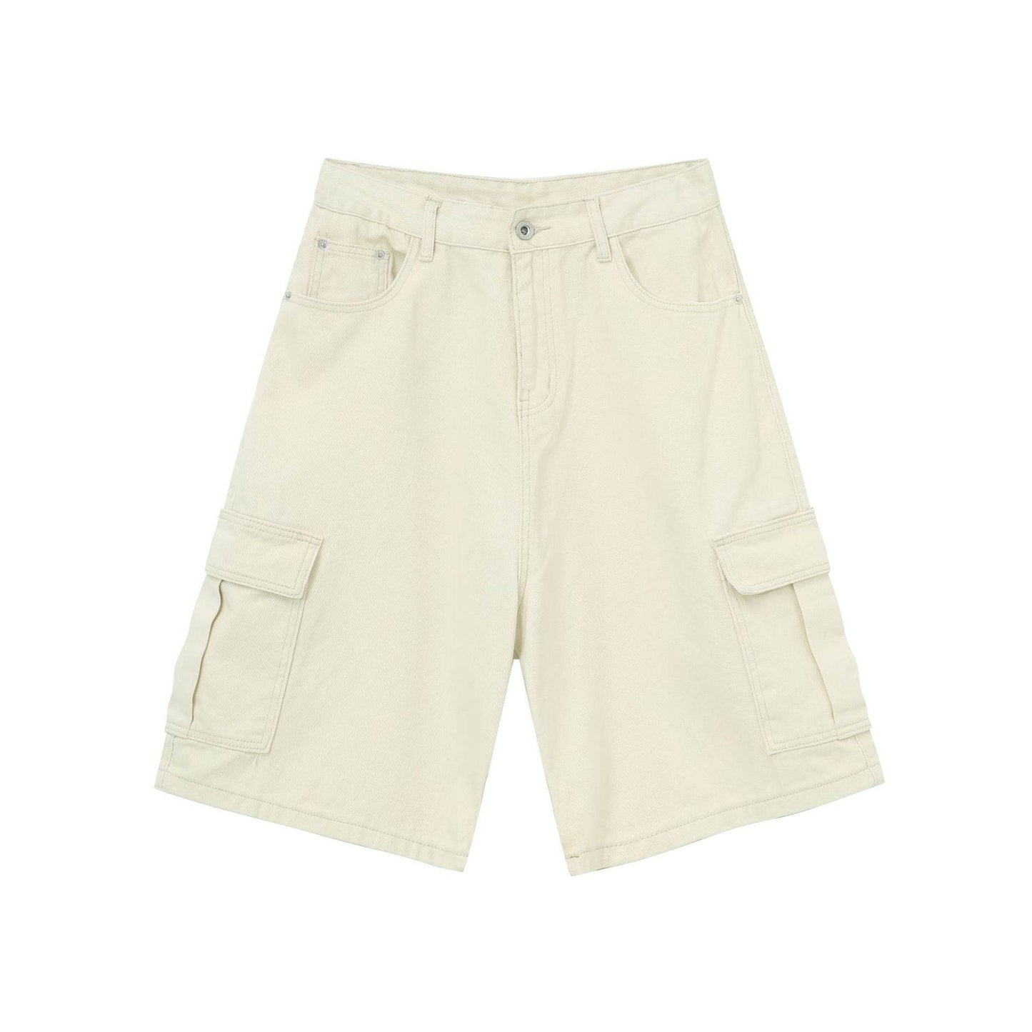 Straight Wide-leg Denim Shorts For Men And Women Light Apricot MuddyStock
