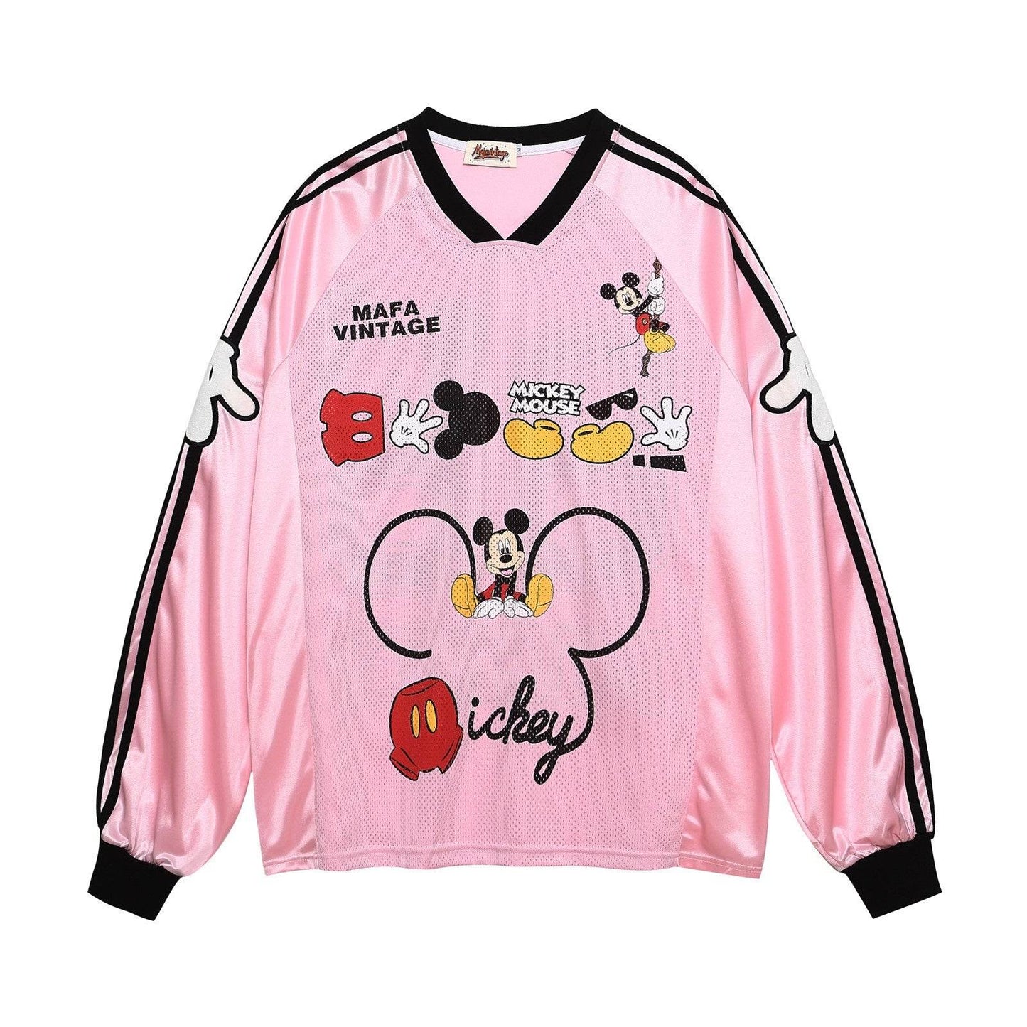 Cartoon Embroidery V-Neck Jersey For Men And Women | MuddyStock Originals Pink MuddyStock