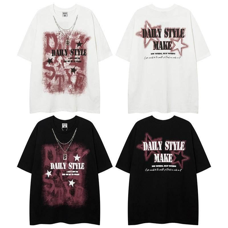 Letter printed loose men's and women's T-shirt | MuddyStock Originals