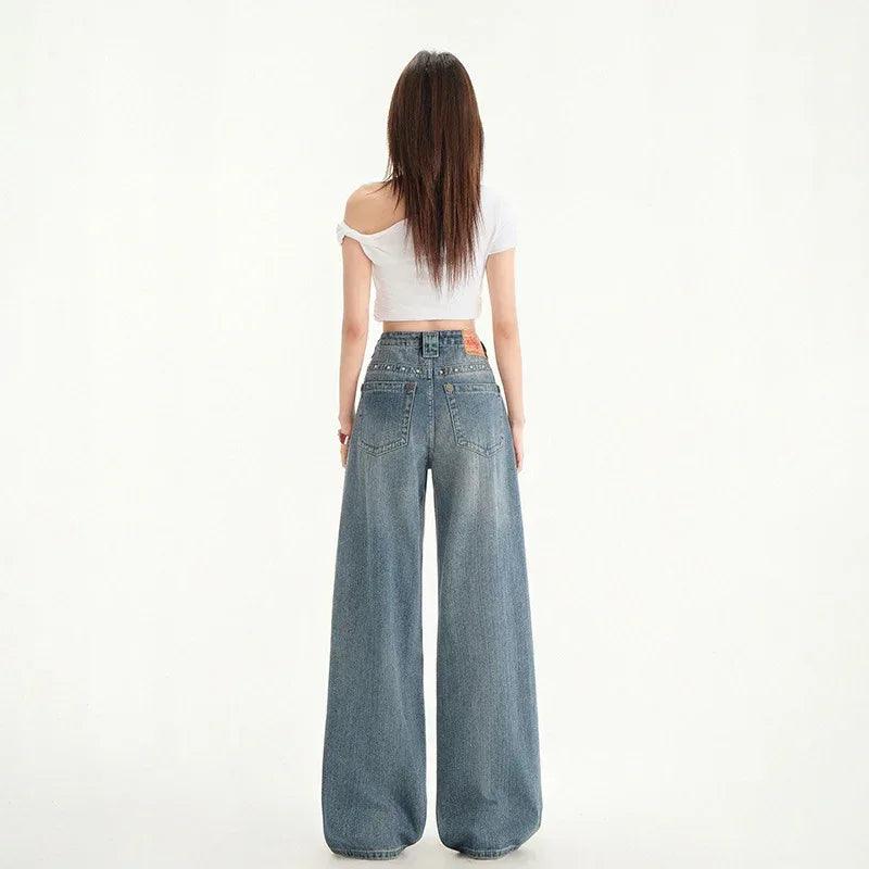 Women's Wide-Leg Niche Water-Washed Floor-Length Straight Pants | MuddyStock Originals