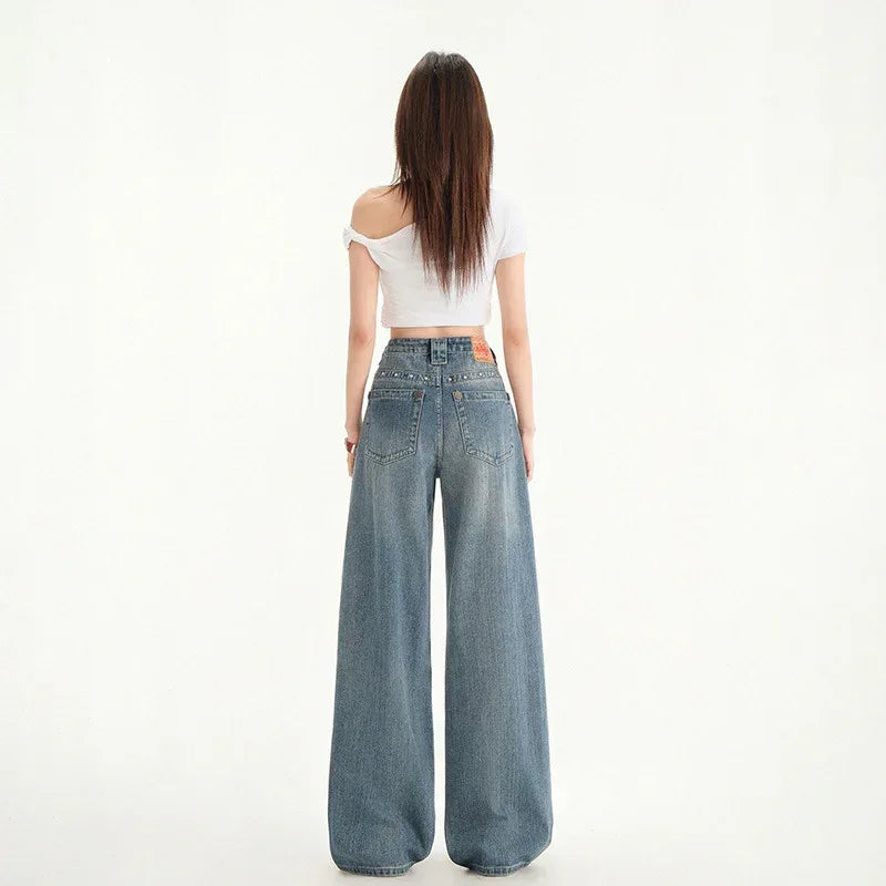 Women's Wide-Leg Niche Water-Washed Floor-Length Straight Pants | MuddyStock Originals MuddyStock