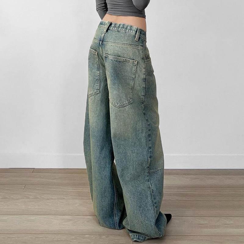 Loose solid color minimalist washed denim jeans For Women | MuddyStock Originals