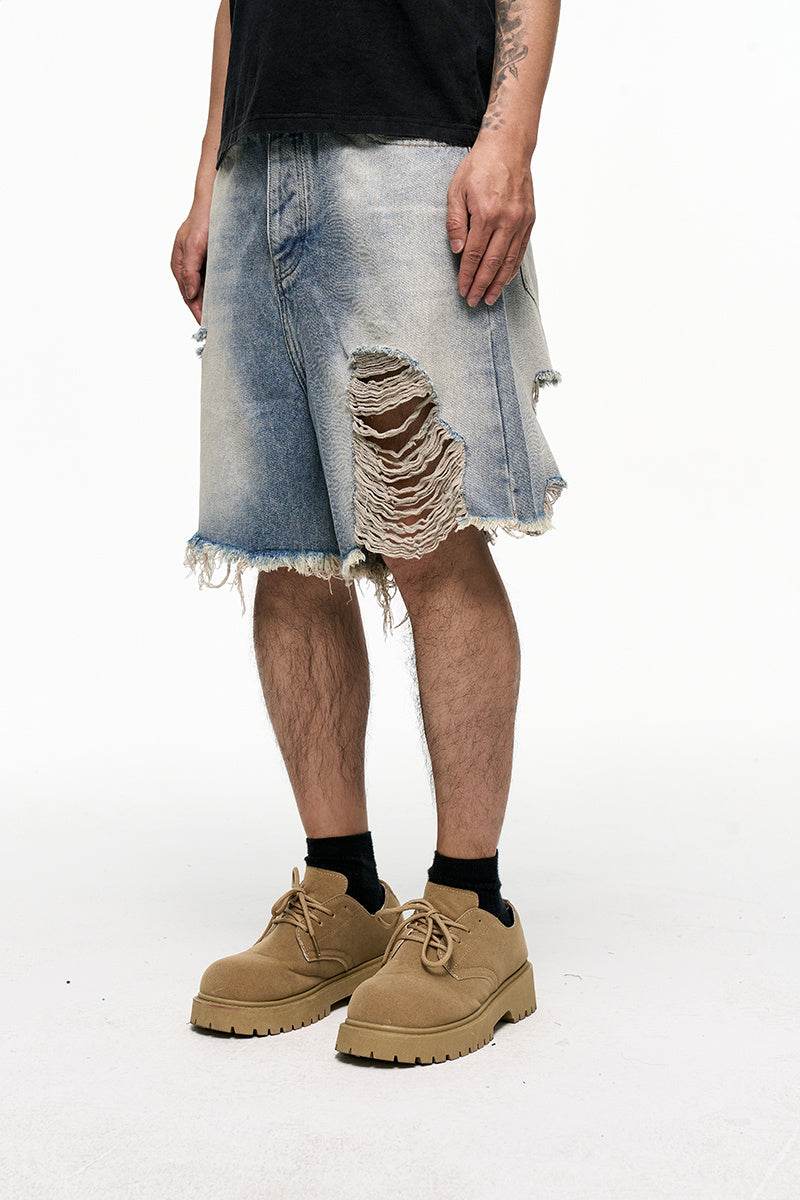 Retro Washed Old Men's Baggy Denim Shorts MuddyStock