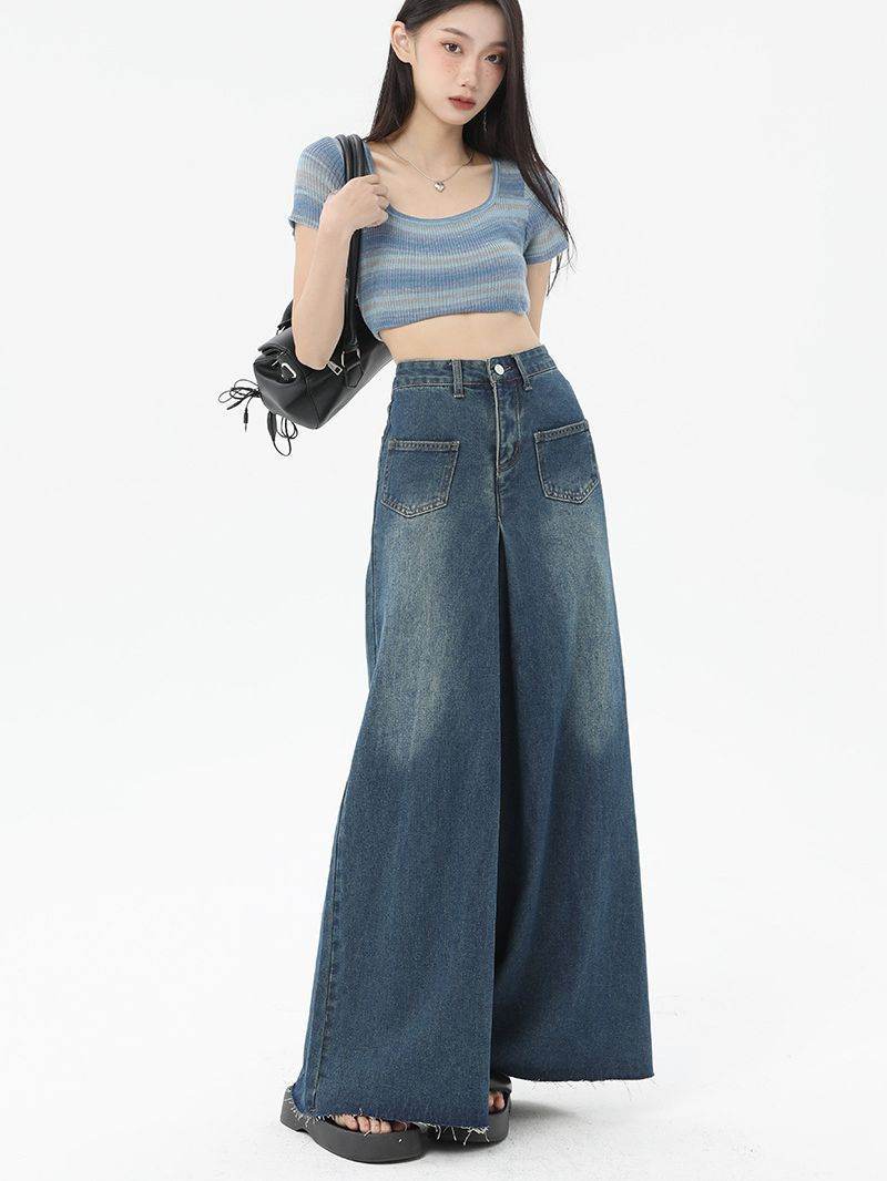 High Waist Slim Straight Pocket Jeans MuddyStock