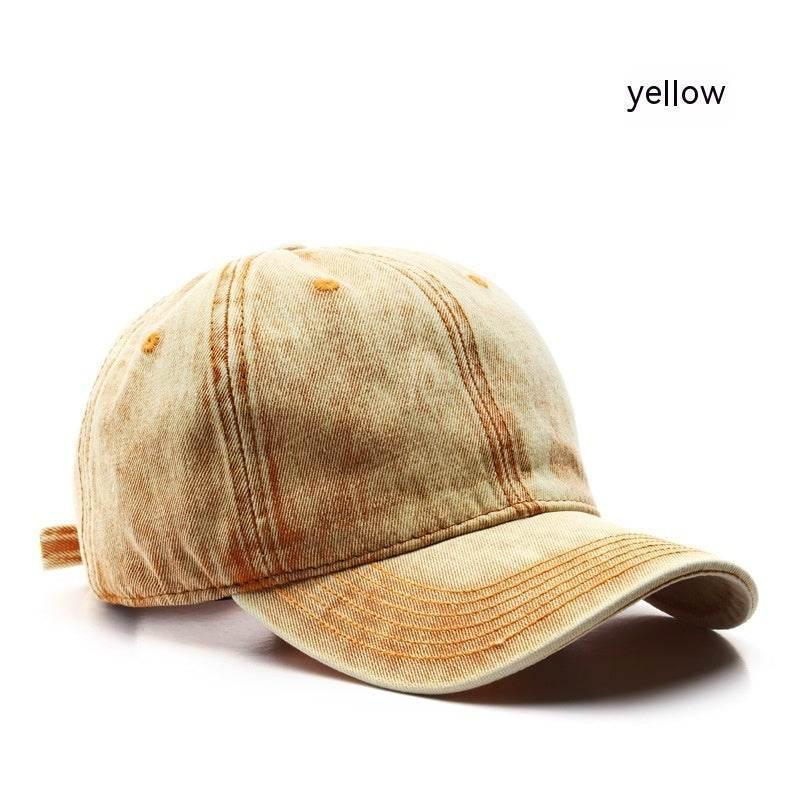 Street Washed Denim Baseball Cap Yellow