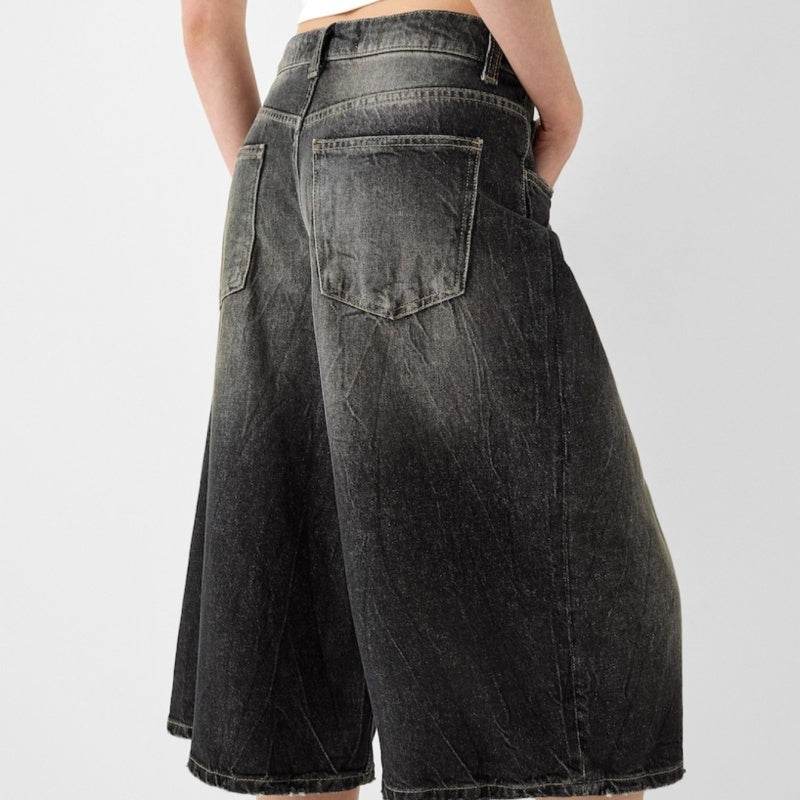 Low Waist Loose Denim Cropped Pants MuddyStock
