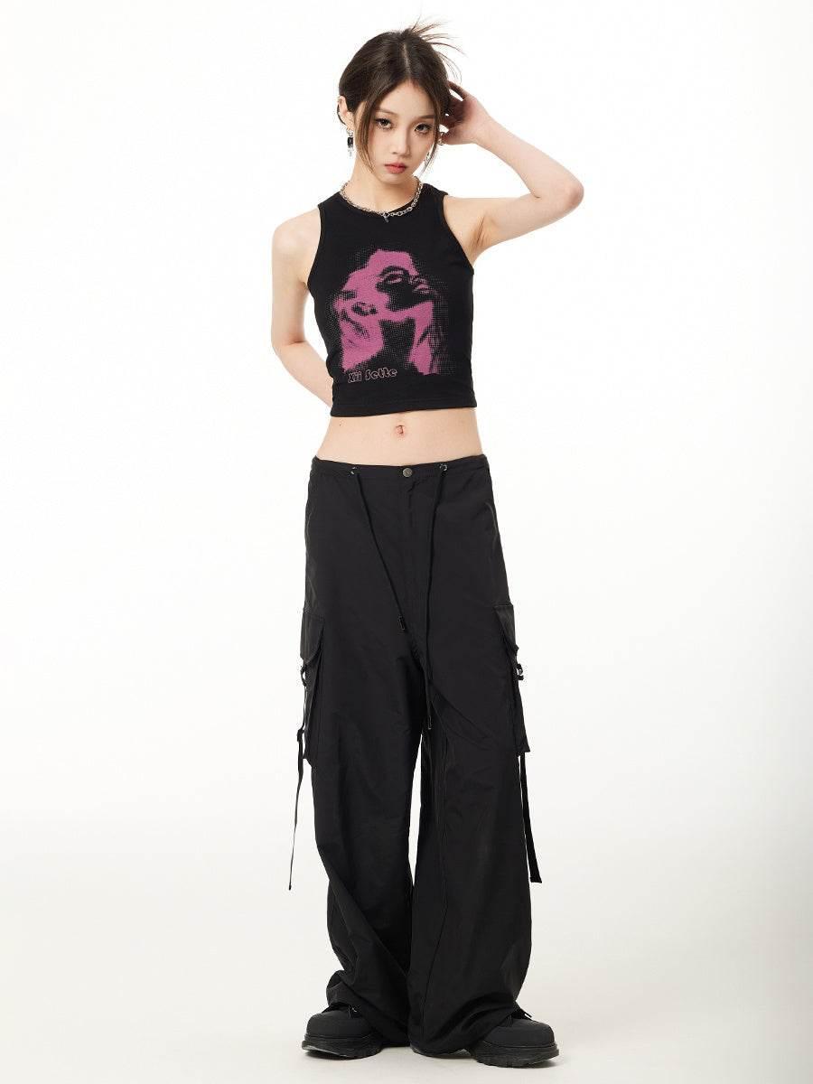 Knitted Printed Slim Fitting Short Bottomed Vest For Women