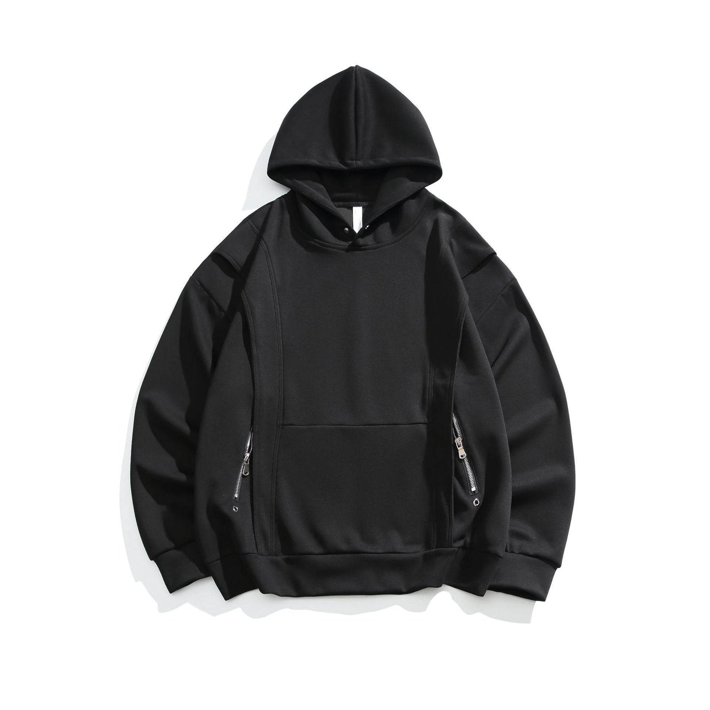 Fashion Personality Rivets Hooded Sweater For Men And Women Black MuddyStock