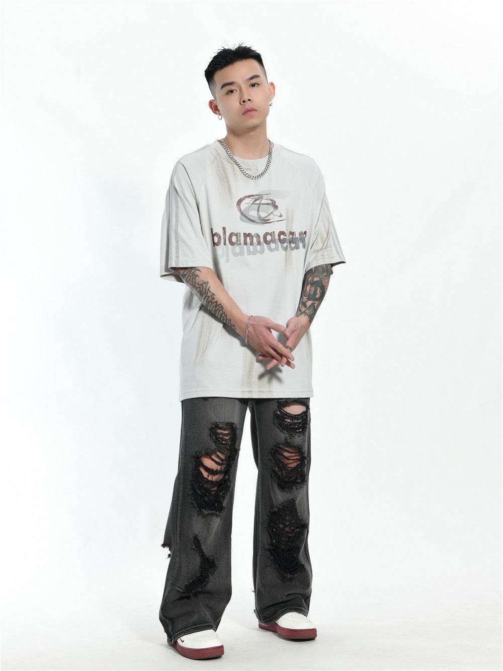 Fashion Letter Loose Short Sleeve T-shirt For Men MuddyStock