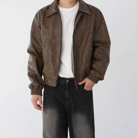 Fashion Retro Short Jacket Men's Top Brown MuddyStock
