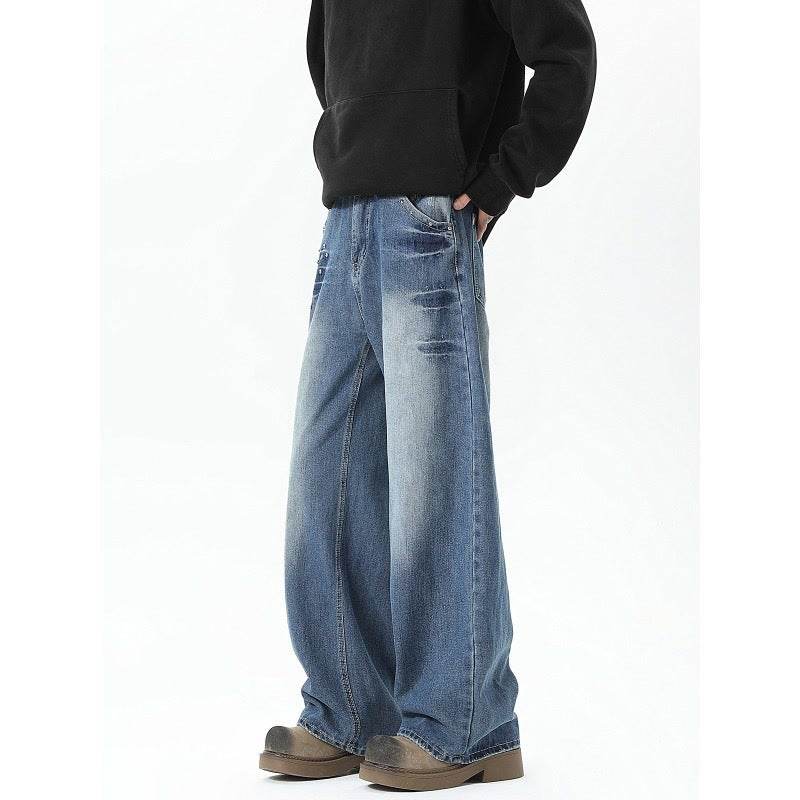Men's Rivet Washed Loose Jeans MuddyStock