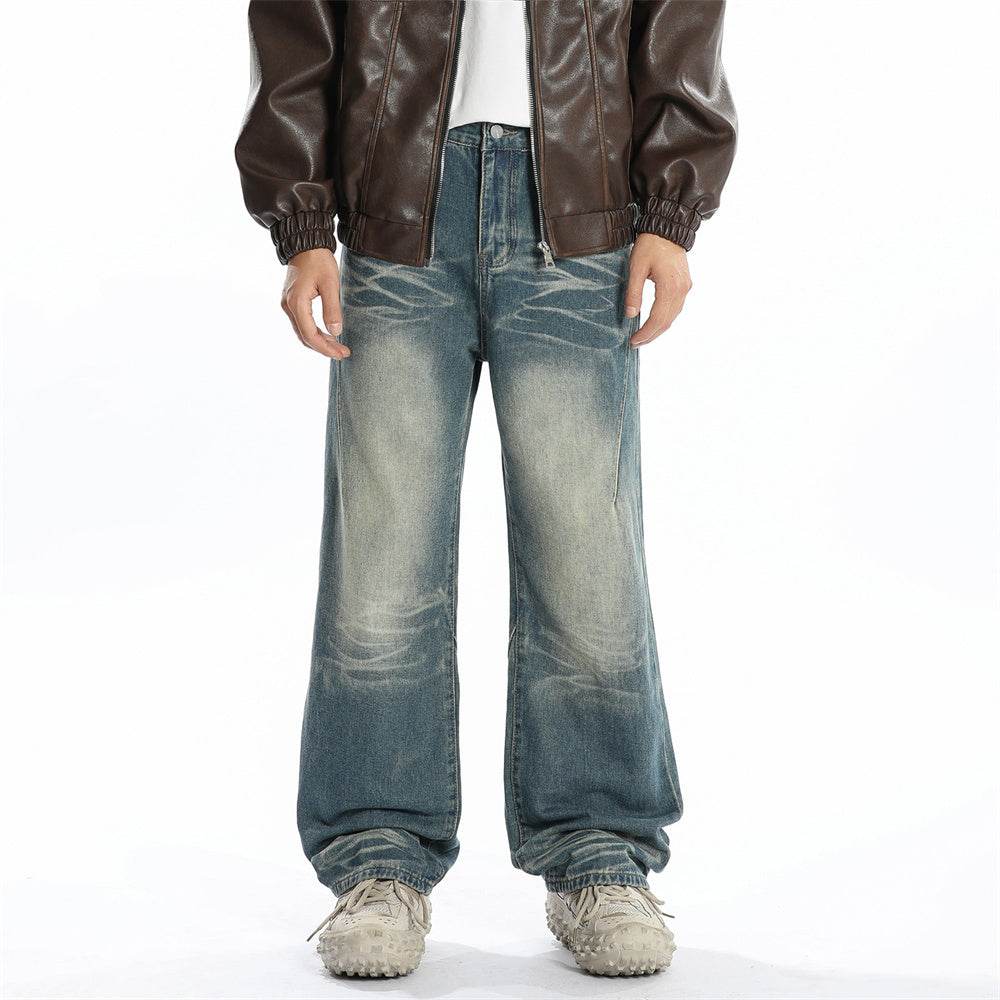 Washed Denim Loose Jeans For Men MuddyStock