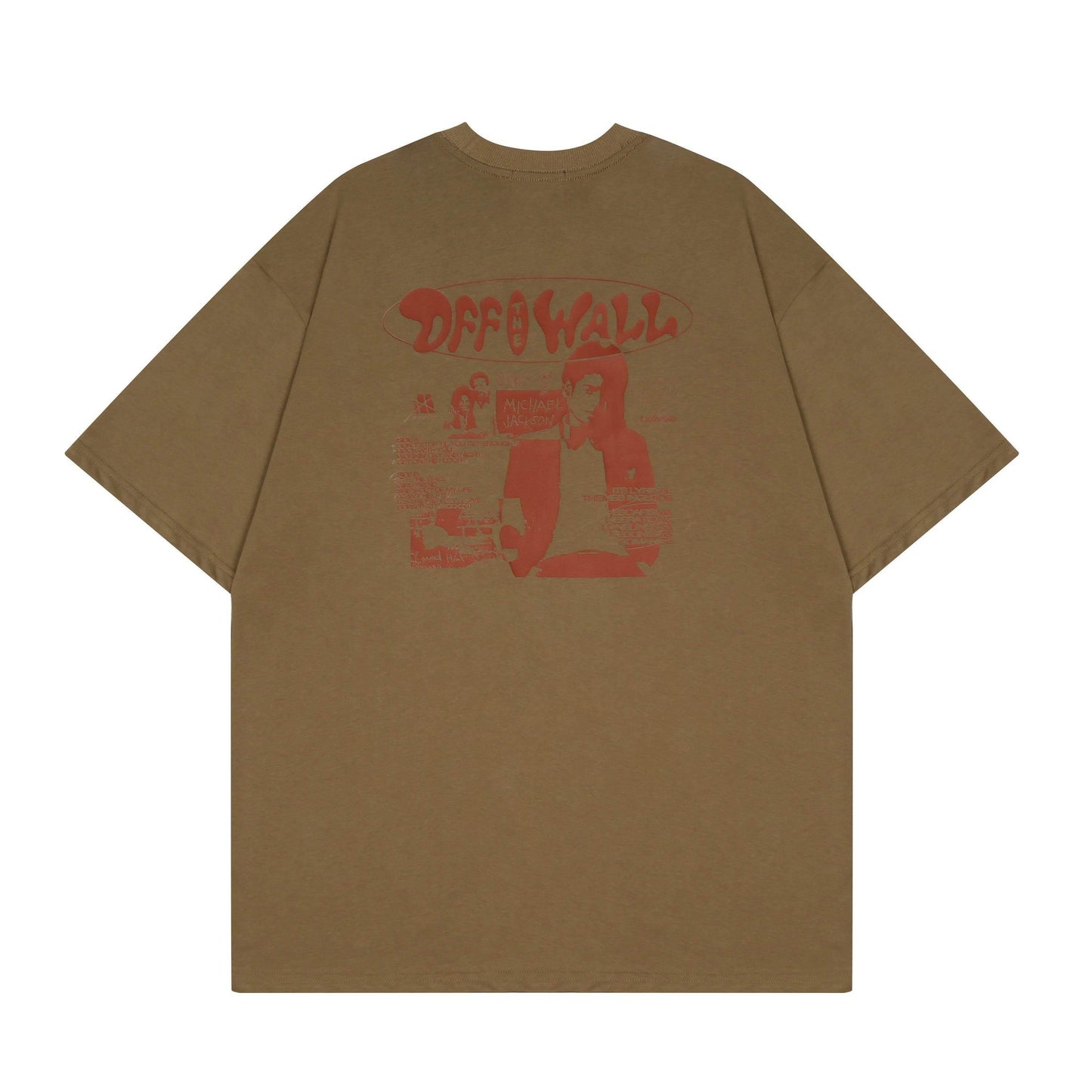 Loose Round Collar Printed Short Sleeve T-shirt For Men And Women Camel