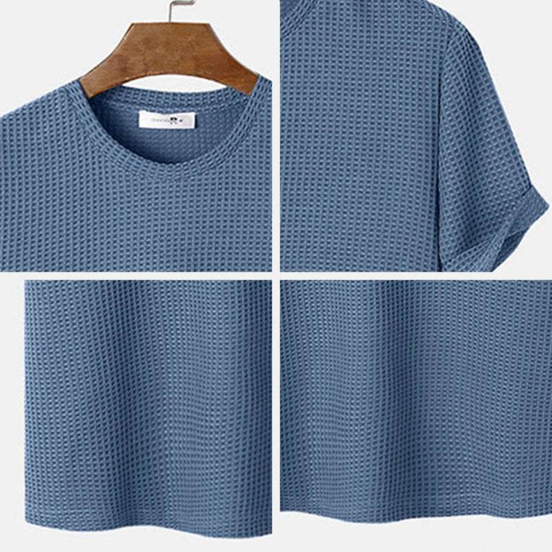 Men Summer Solid Color Round Neck Basic T-Shirts MuddyStock