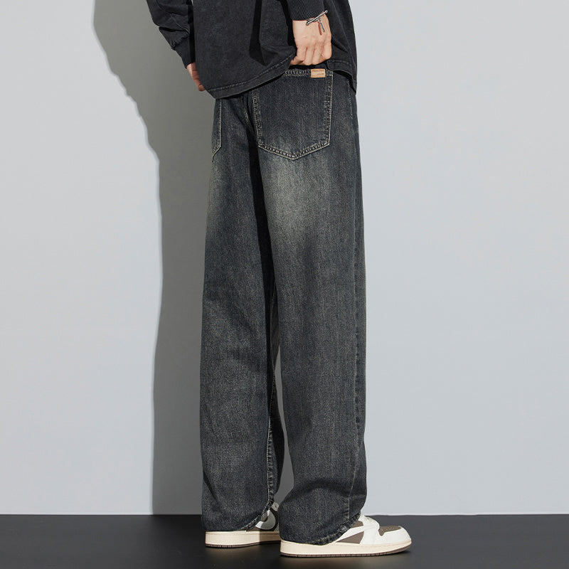 Retro Nostalgic Straight Jeans For Men Cement Gray Spring And Summer MuddyStock