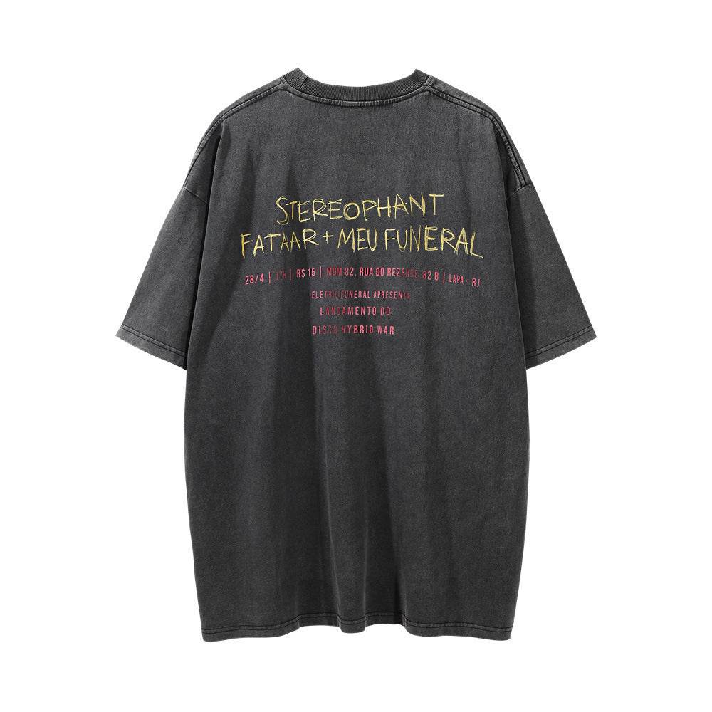 Printed Washed-out T-shirt For Men MuddyStock