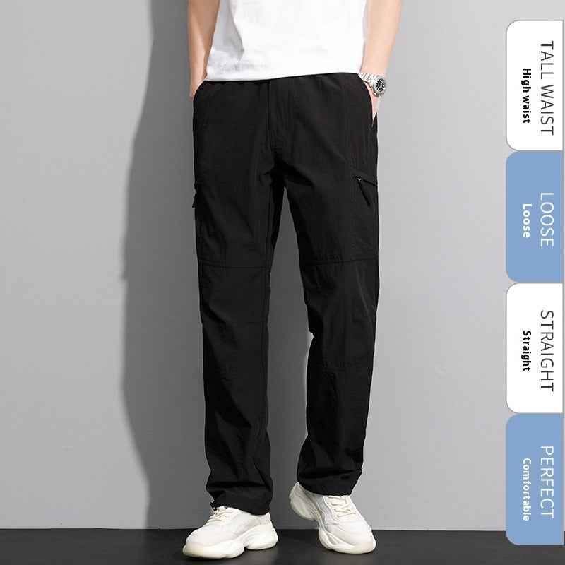 Thin Overalls Men's Casual Loose Ultrathin Khaki Straight Black MuddyStock
