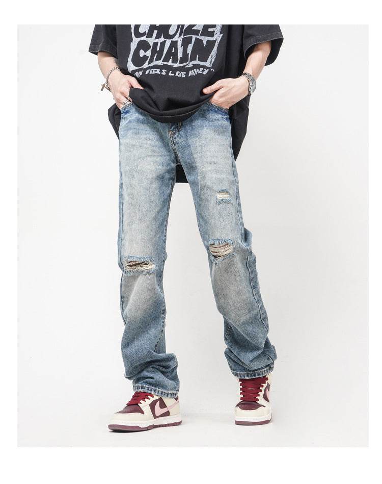 American Style Loose Men's And Women's Ripped Jeans MuddyStock
