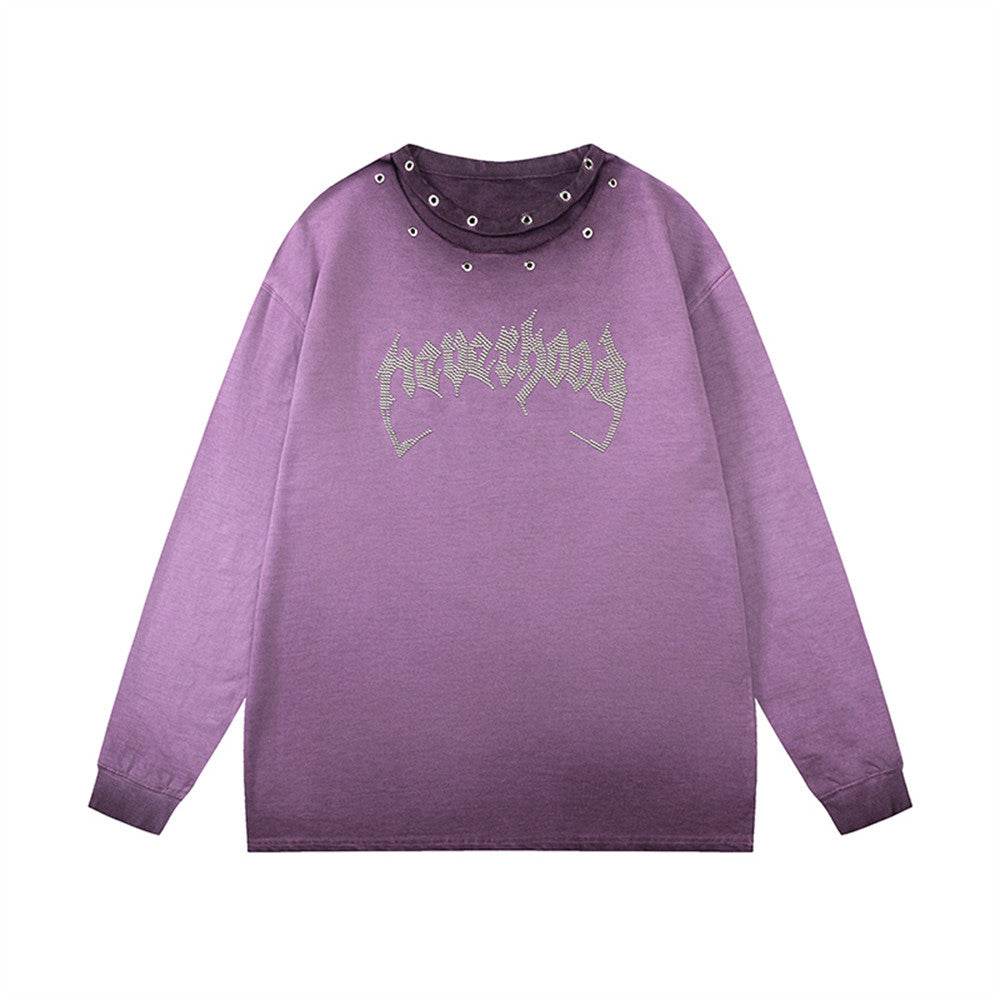 Hollow Round Neck Long Sleeve T-shirt Women MuddyStock