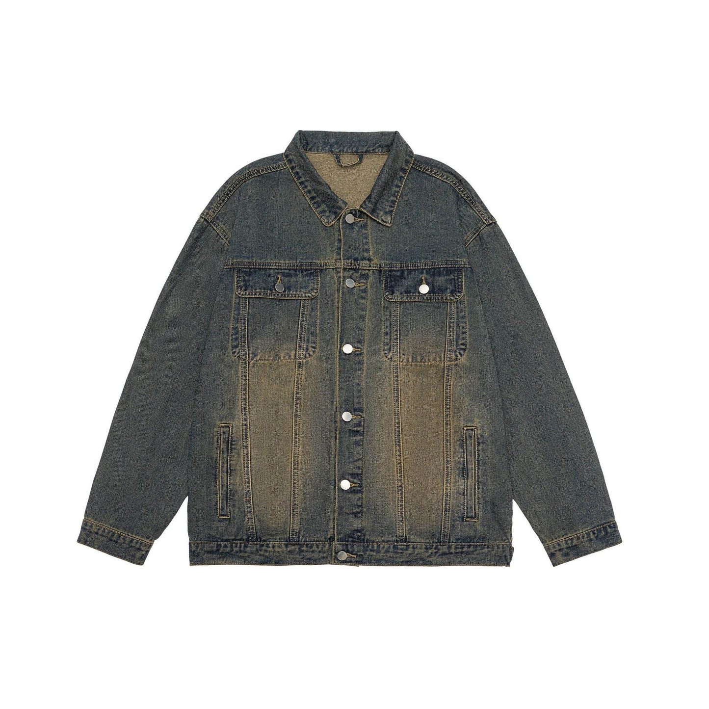 American Retro Washed Denim Jacket Fall And Winter Lapels Jacket Retro Blue MuddyStock