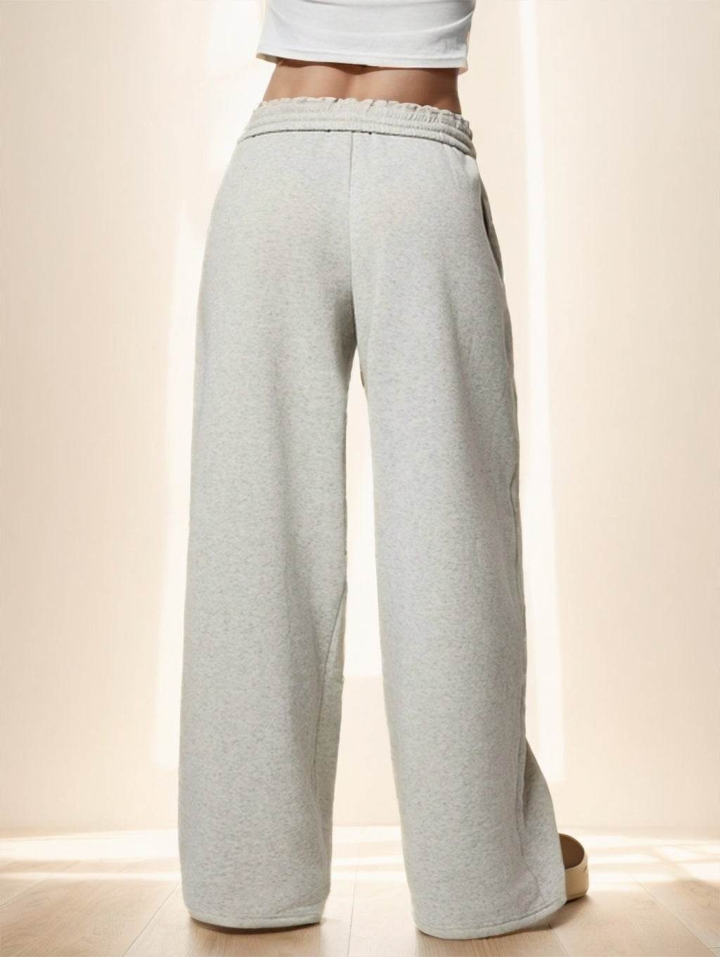 Autumn Winter New Thermal Lined Thick Casual Versatile High Waist Elastic Waist Loose Wide Leg Sweatpants MuddyStock