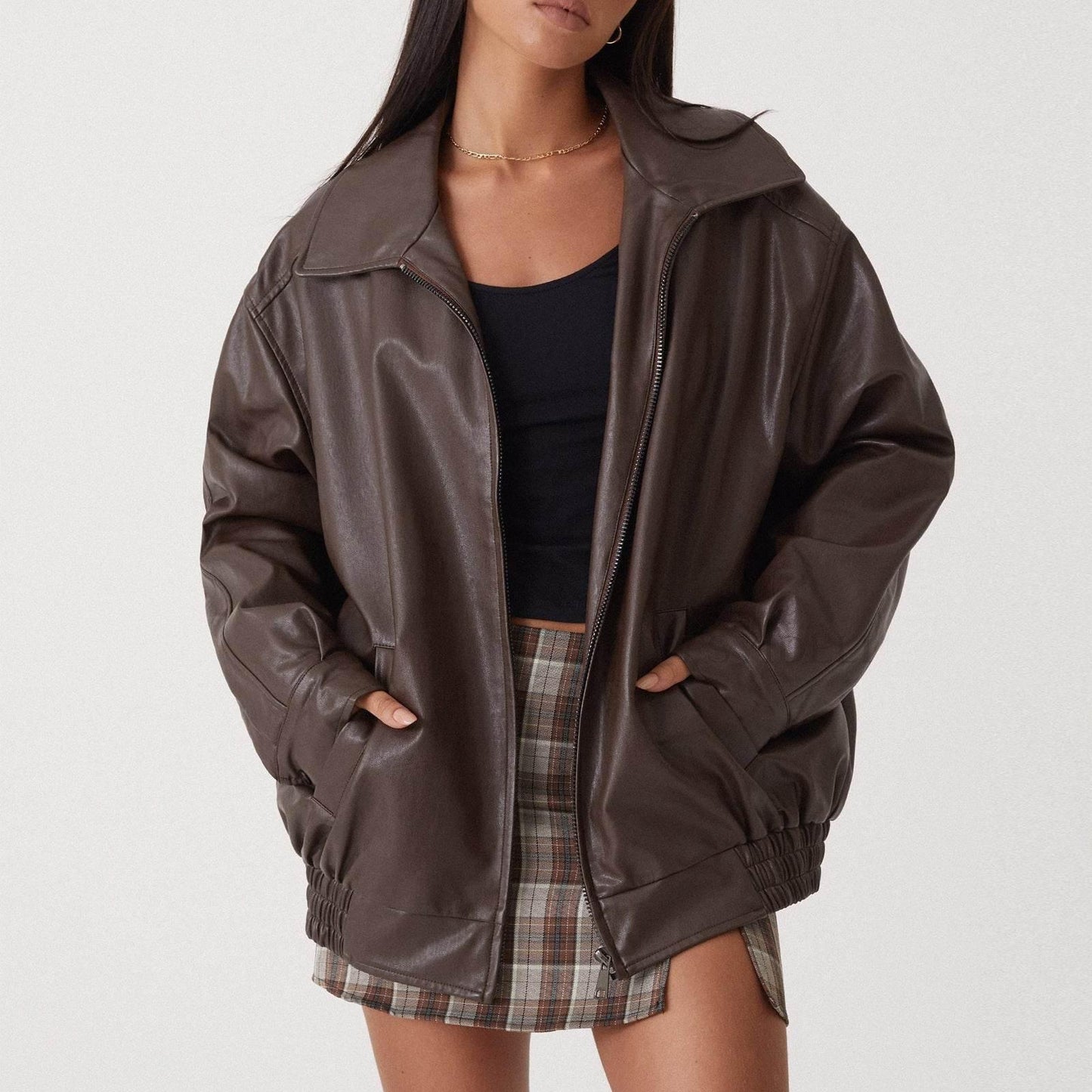 Leather Coat For Women Brown