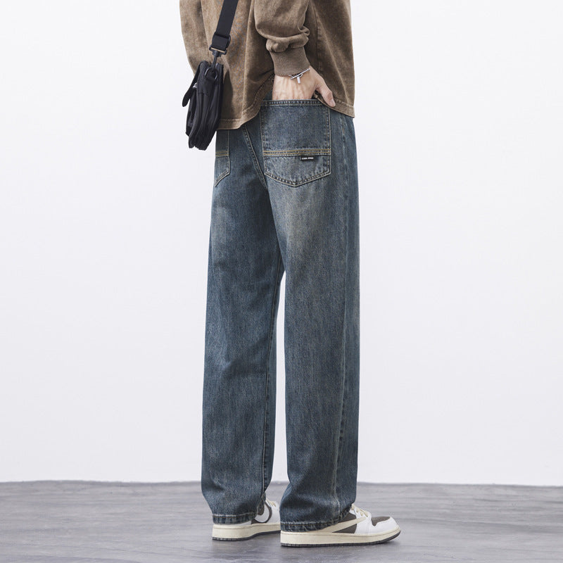 Retro Nostalgic Straight Jeans For Men Spring And Summer Retro Blue MuddyStock