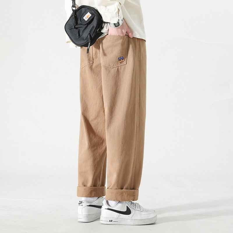 Men's Loose Cargo Pants Straight Casual Trousers 9215 Khaki MuddyStock