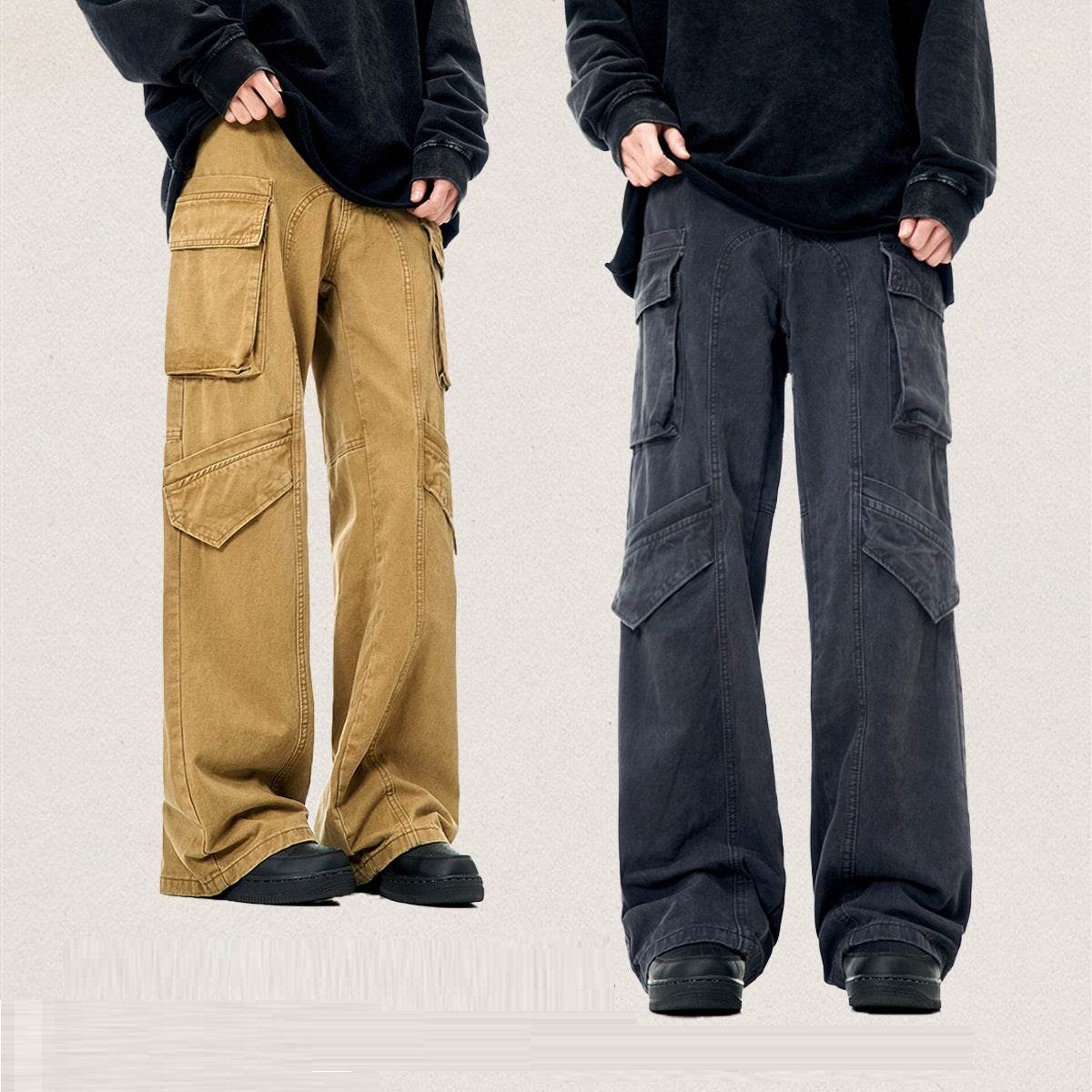 Casual Loose Straight Pu Wide-leg Trousers For Men And Women MuddyStock