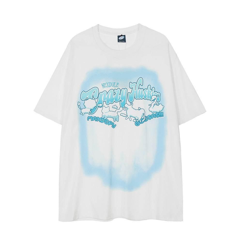 Abstract Animal Print Short-sleeved T-shirt For Men And Women White MuddyStock