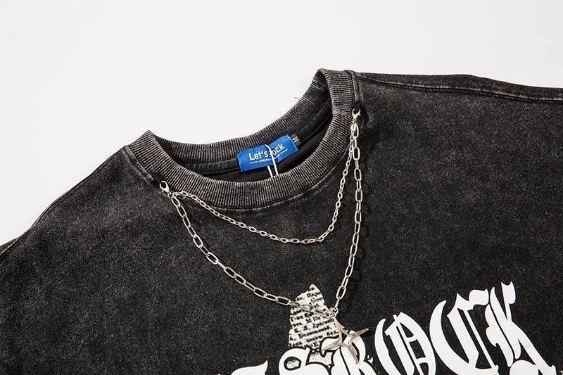 Retro Short-sleeved T-shirt With Necklace For Men and Women MuddyStock