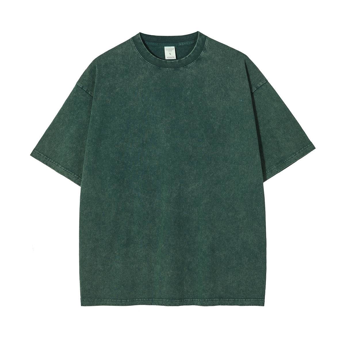 New Crew Neck Cotton Batik Short Sleeve Basic T-Shirt Dark green MuddyStock